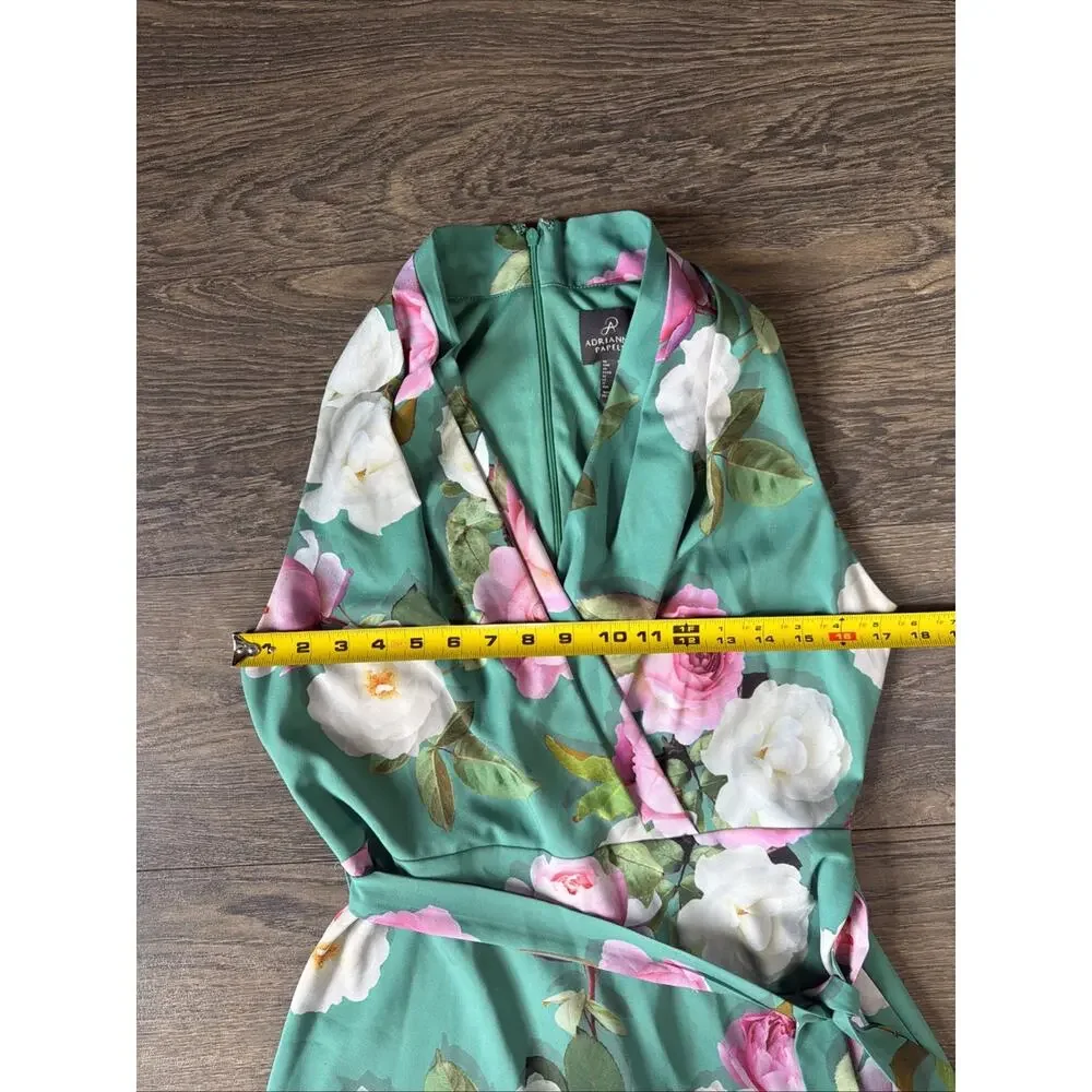 Adrianna Papell Floral Wrap Dress Fit & Flare Garden Party Cottagecore Size 8